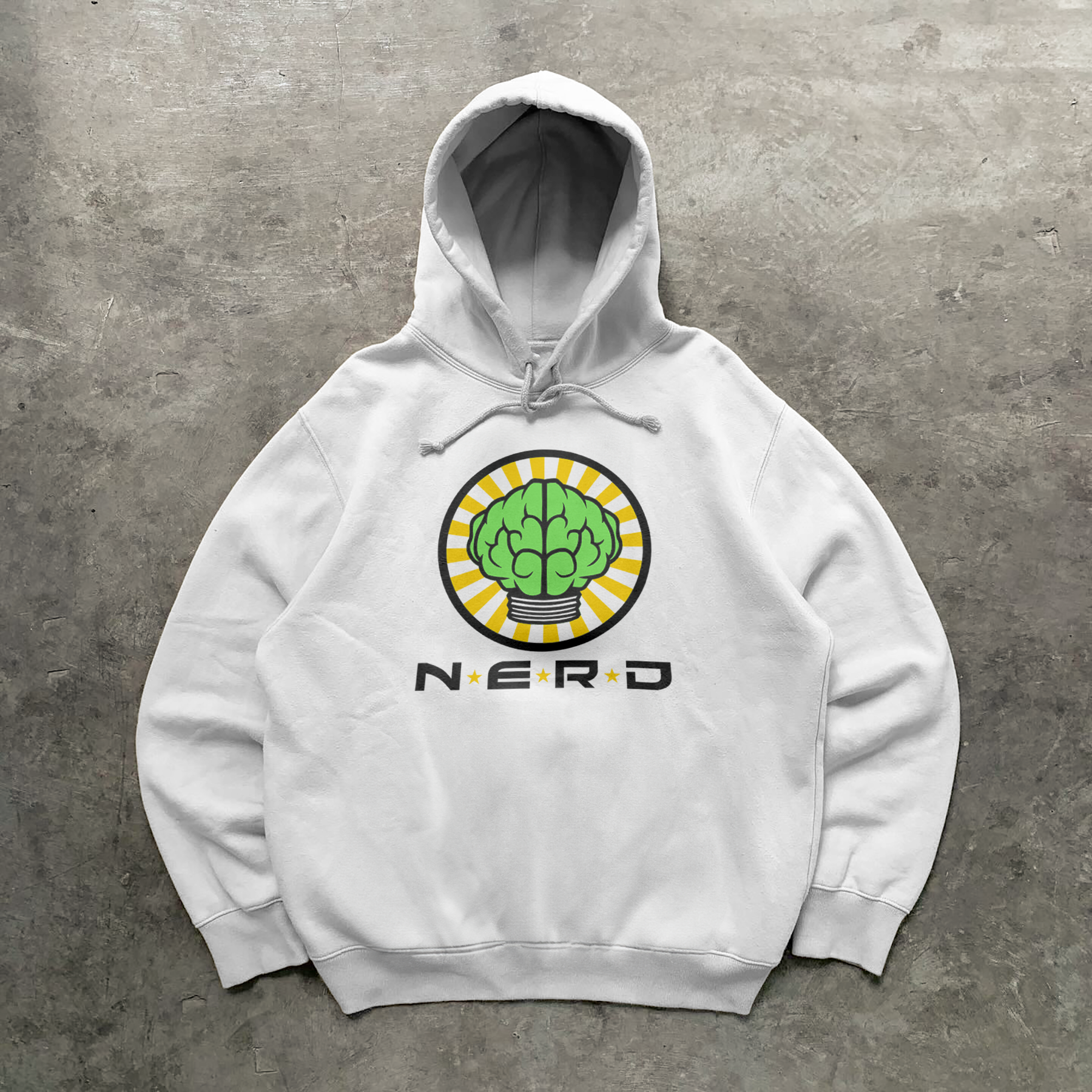 RETRO NERD '02 MERCH 'BRAIN LOGO' WHITE HOODIE