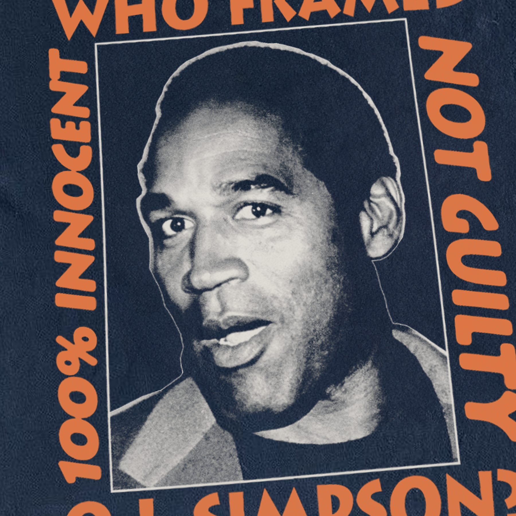 RARE VINTAGE OJ SIMPSON 'WHO FRAMED OJ' 1995 HEAVYWEIGHT BLACK T-SHIRT