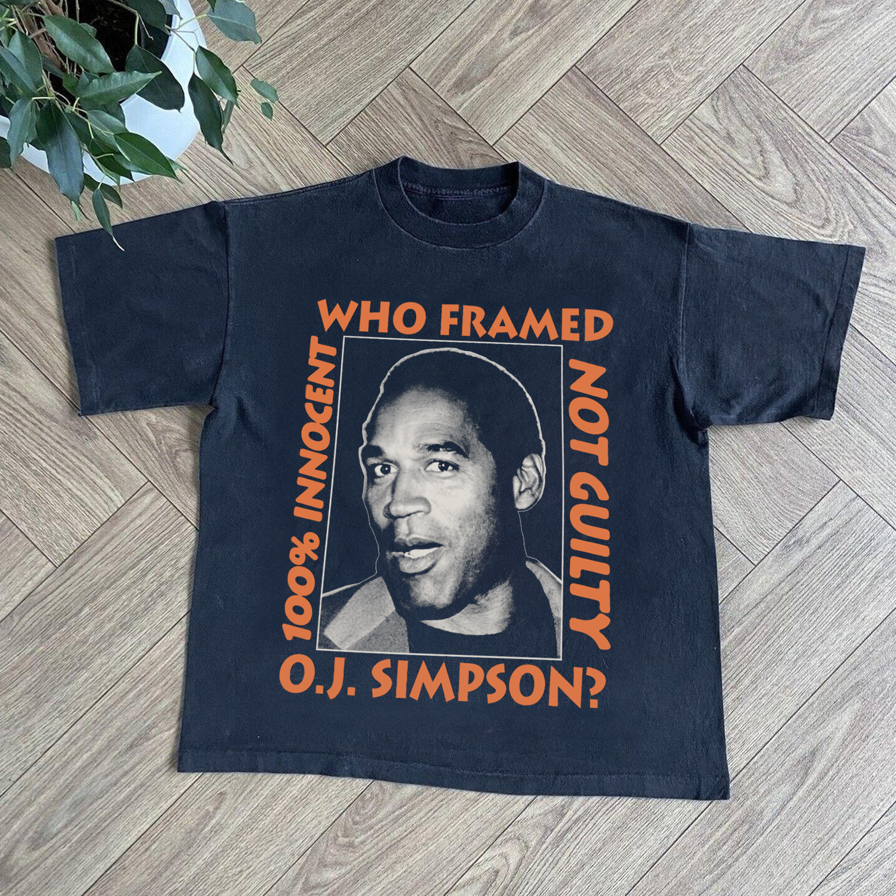 RARE VINTAGE OJ SIMPSON 'WHO FRAMED OJ' 1995 HEAVYWEIGHT BLACK T-SHIRT