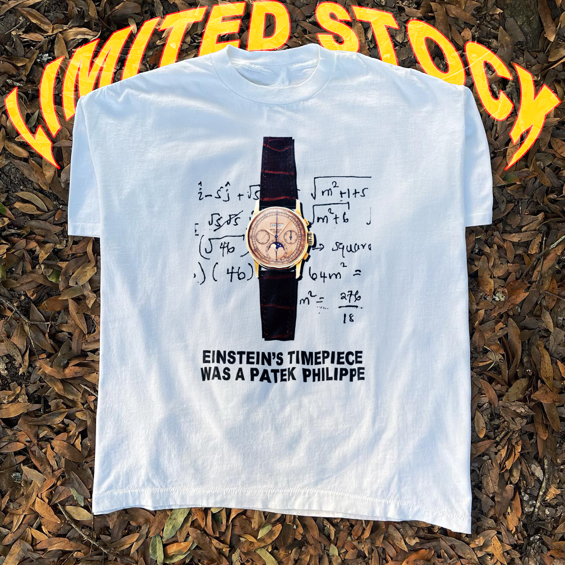 EINSTEIN'S PATEK 'TIMEPIECE' HEAVYWEIGHT WHITE T-SHIRT