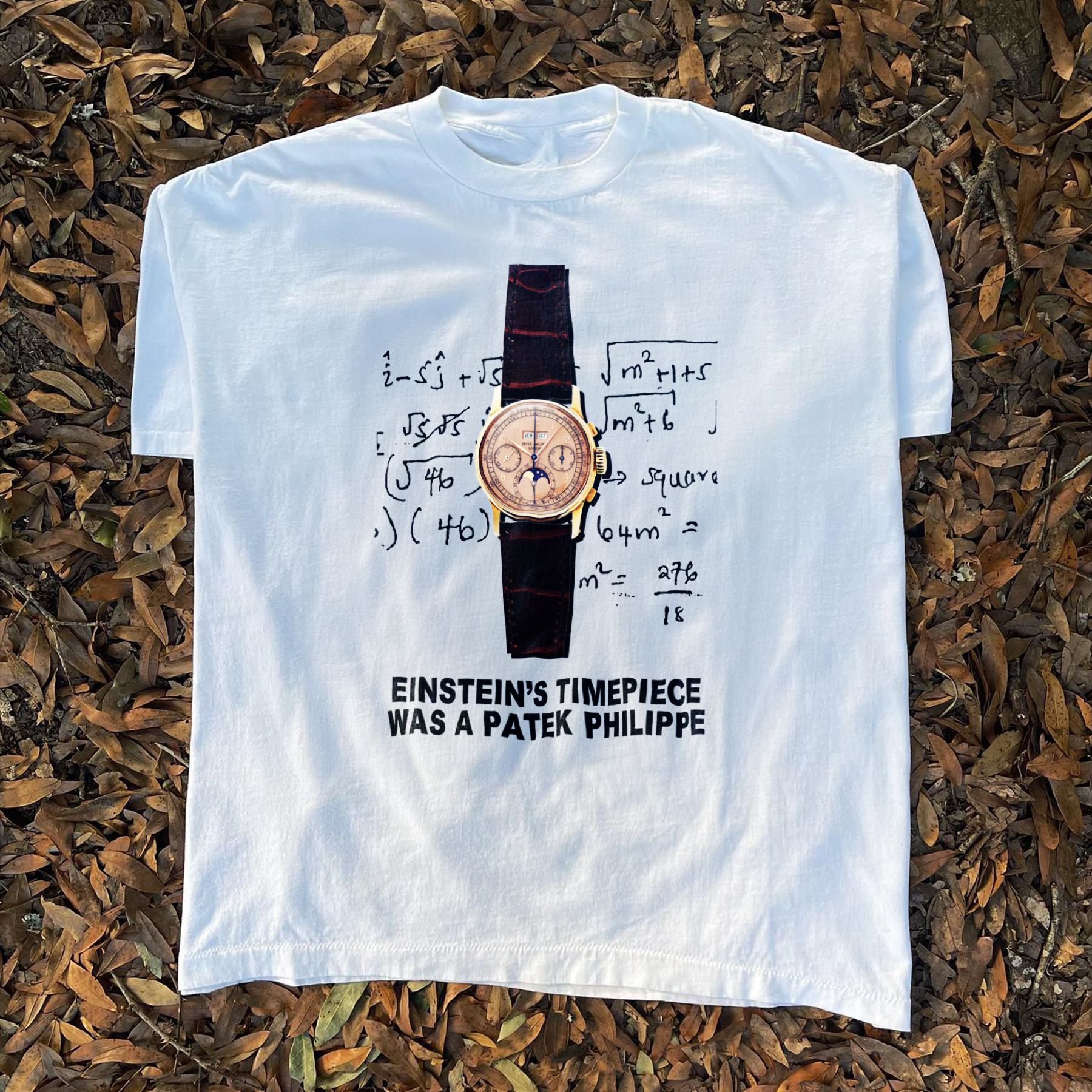 EINSTEIN'S PATEK 'TIMEPIECE' HEAVYWEIGHT WHITE T-SHIRT