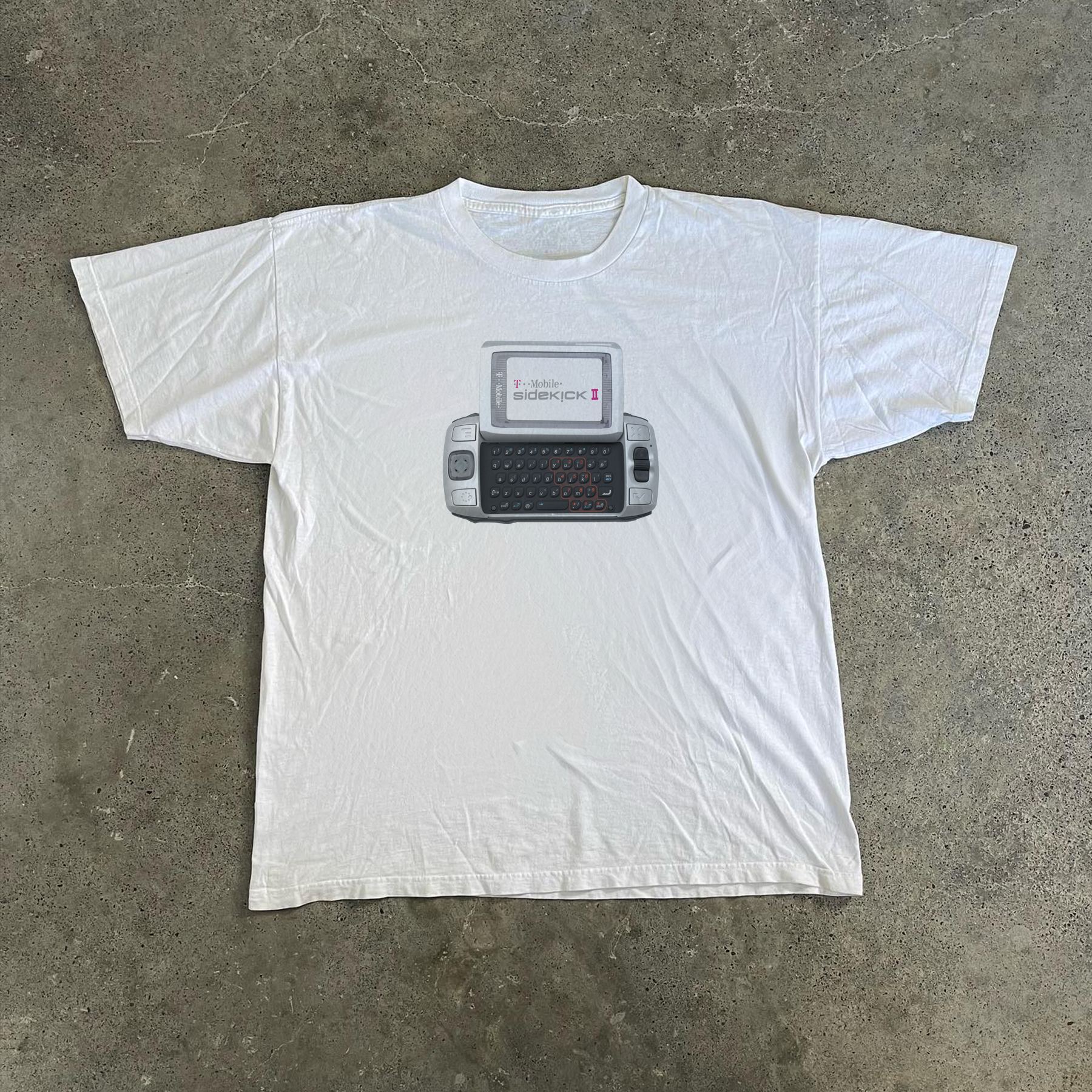 00s 'SIDEKICK 2' MOBILE HEAVYWEIGHT WHITE T-SHIRT