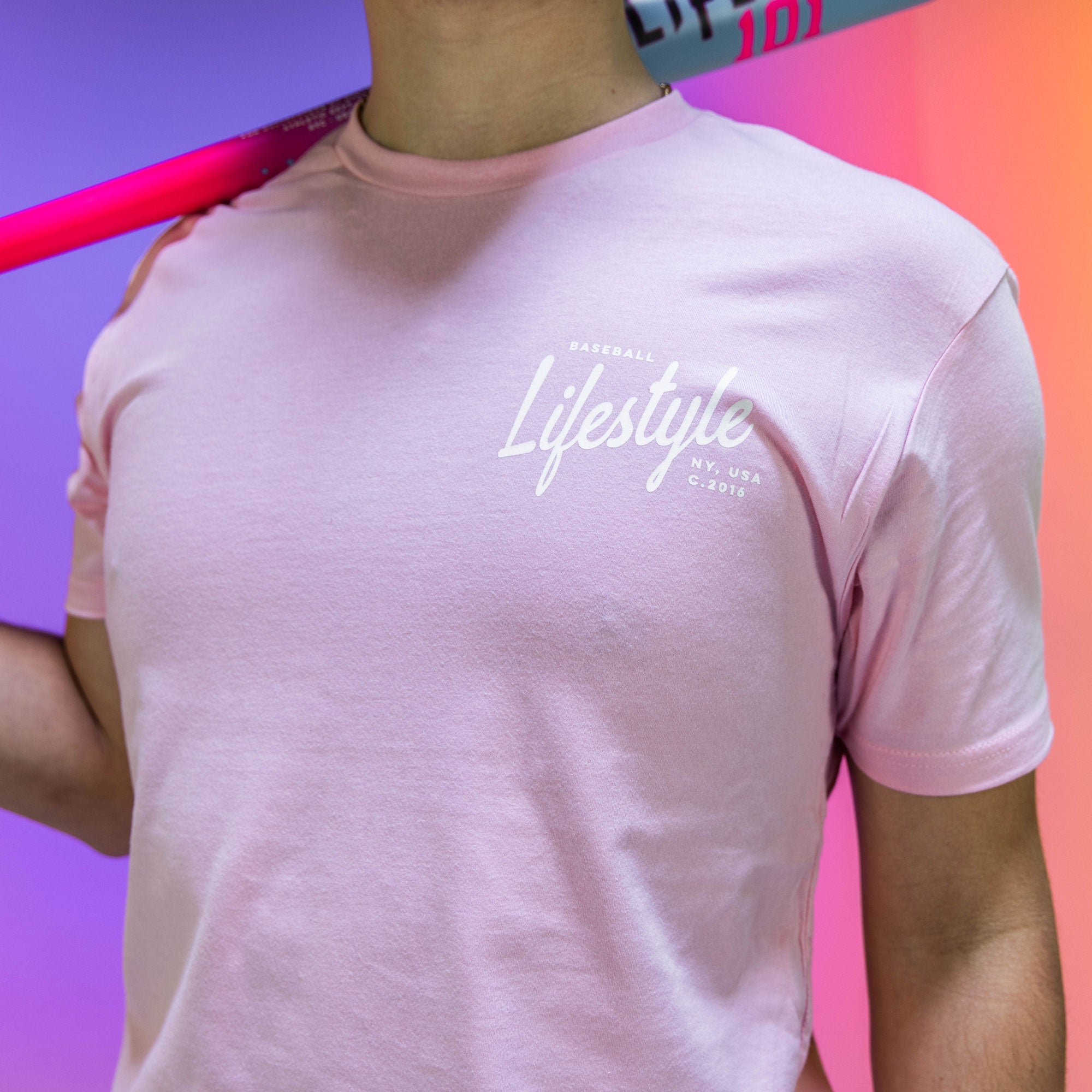 Signature Tee - Light Pink/White