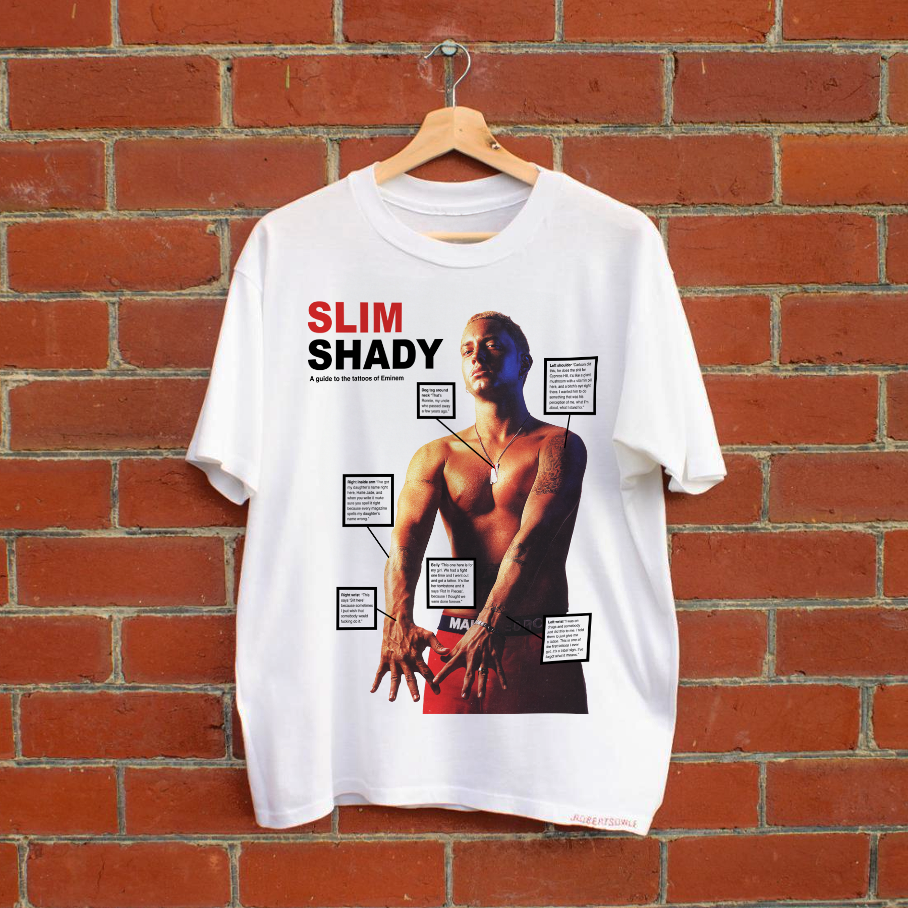 SHADY 'TATTOO GUIDE' HEAVYWEIGHT WHITE T-SHIRT