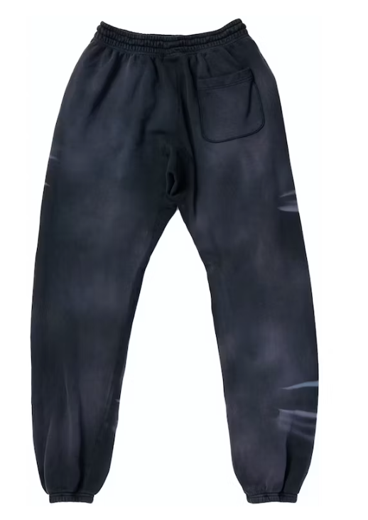 Airbrushed Skull Elastic Sweatpants Black