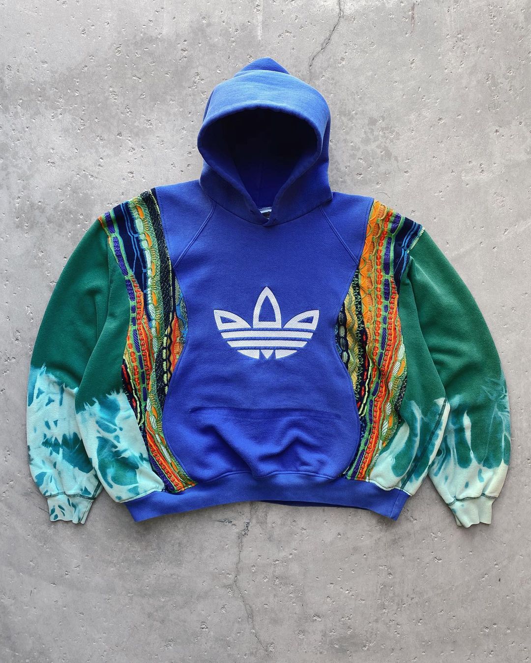 Vintage Adidas Knit Hoodie Blue