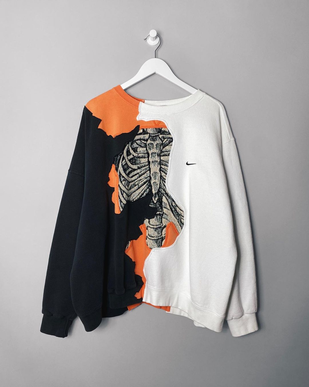 Reworked Nike Skeleton Sweatshirt Black/Orange/Black