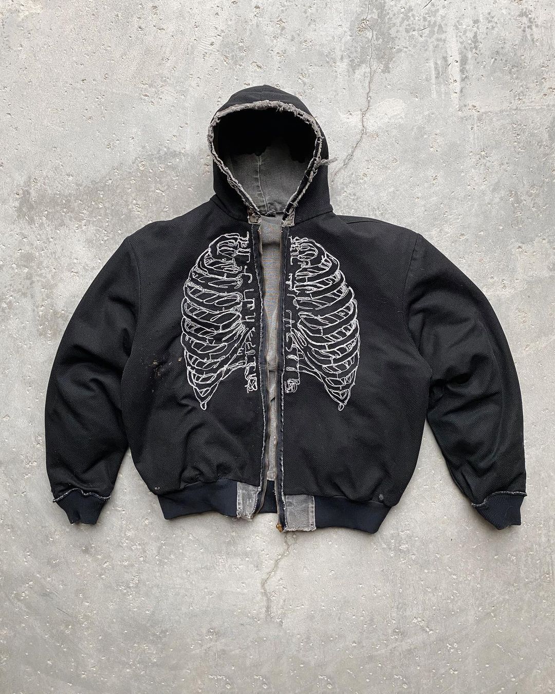 Carhartt Distressed Skeleton Hoodie Black