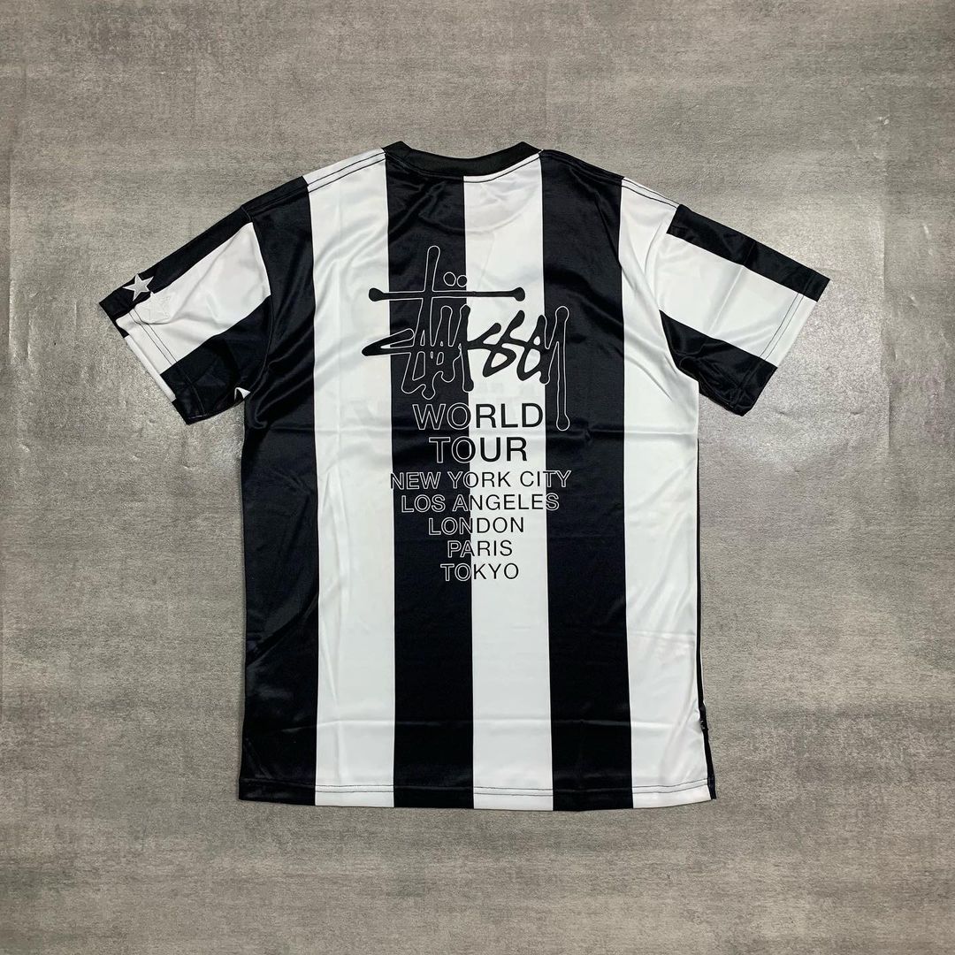 Stussy Football Jersey Black / White Stripe