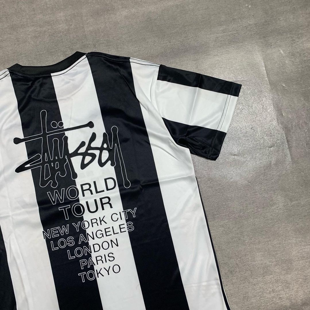 Stussy Football Jersey Black / White Stripe