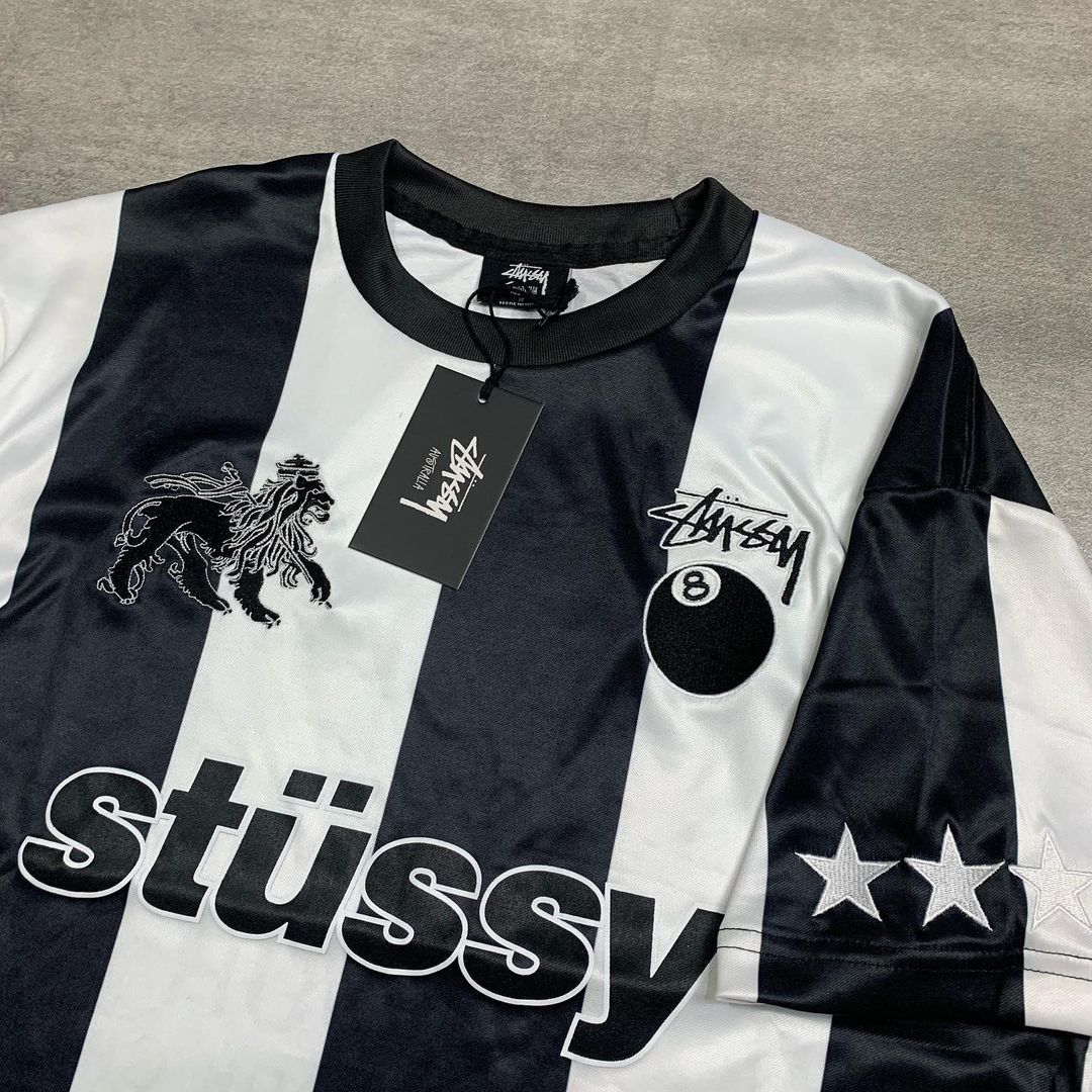 Stussy Football Jersey Black / White Stripe