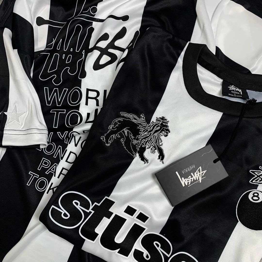 Stussy Football Jersey Black / White Stripe