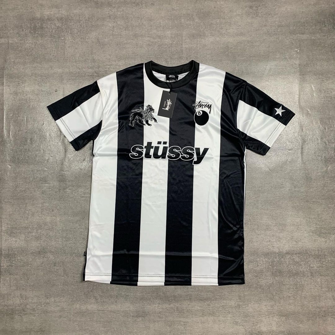 Stussy Football Jersey Black / White Stripe