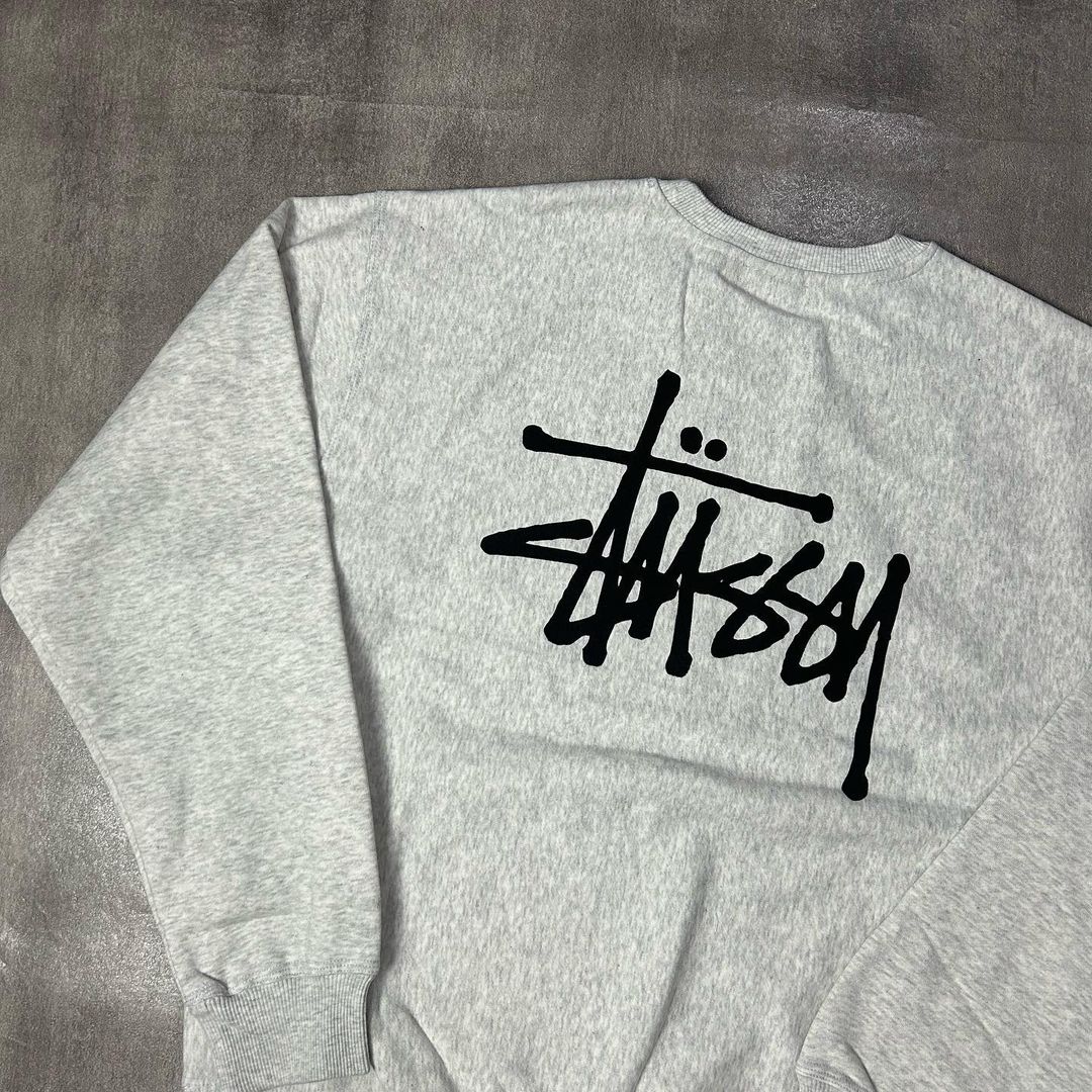 Stussy Basic Logo Crewneck Ash Heather