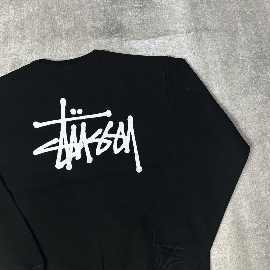 Stussy Basic Logo Crewneck Black