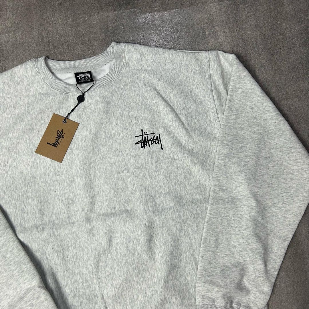 Stussy Basic Logo Crewneck Ash Heather