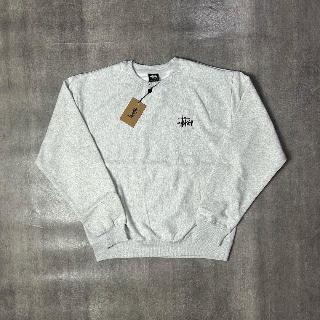 Stussy Basic Logo Crewneck Ash Heather