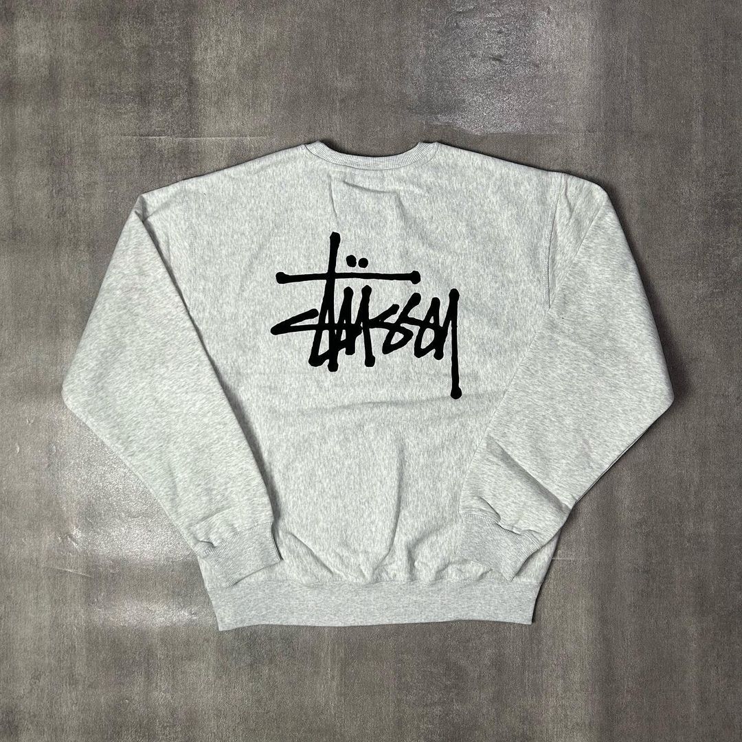 Stussy Basic Logo Crewneck Ash Heather