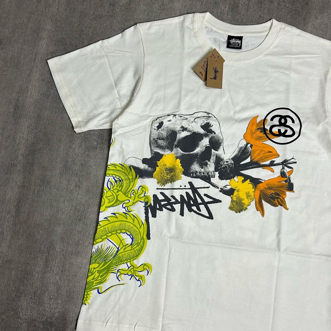 Stussy Strike Pig Dyed Tee Natural White