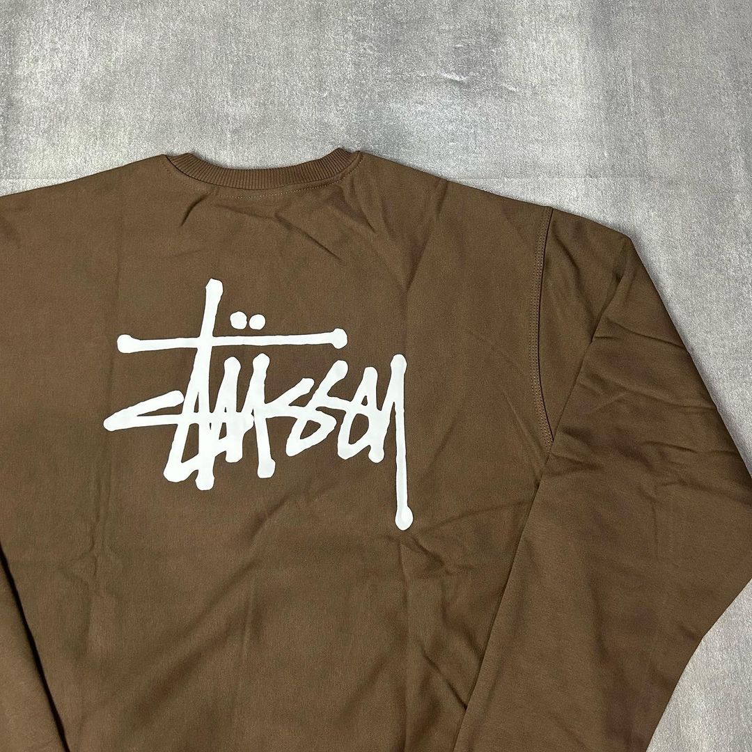 Stussy Basic Logo Crewneck Brown