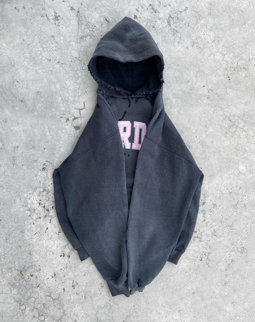 Distressed PURDUE Hooded Sweatshirt