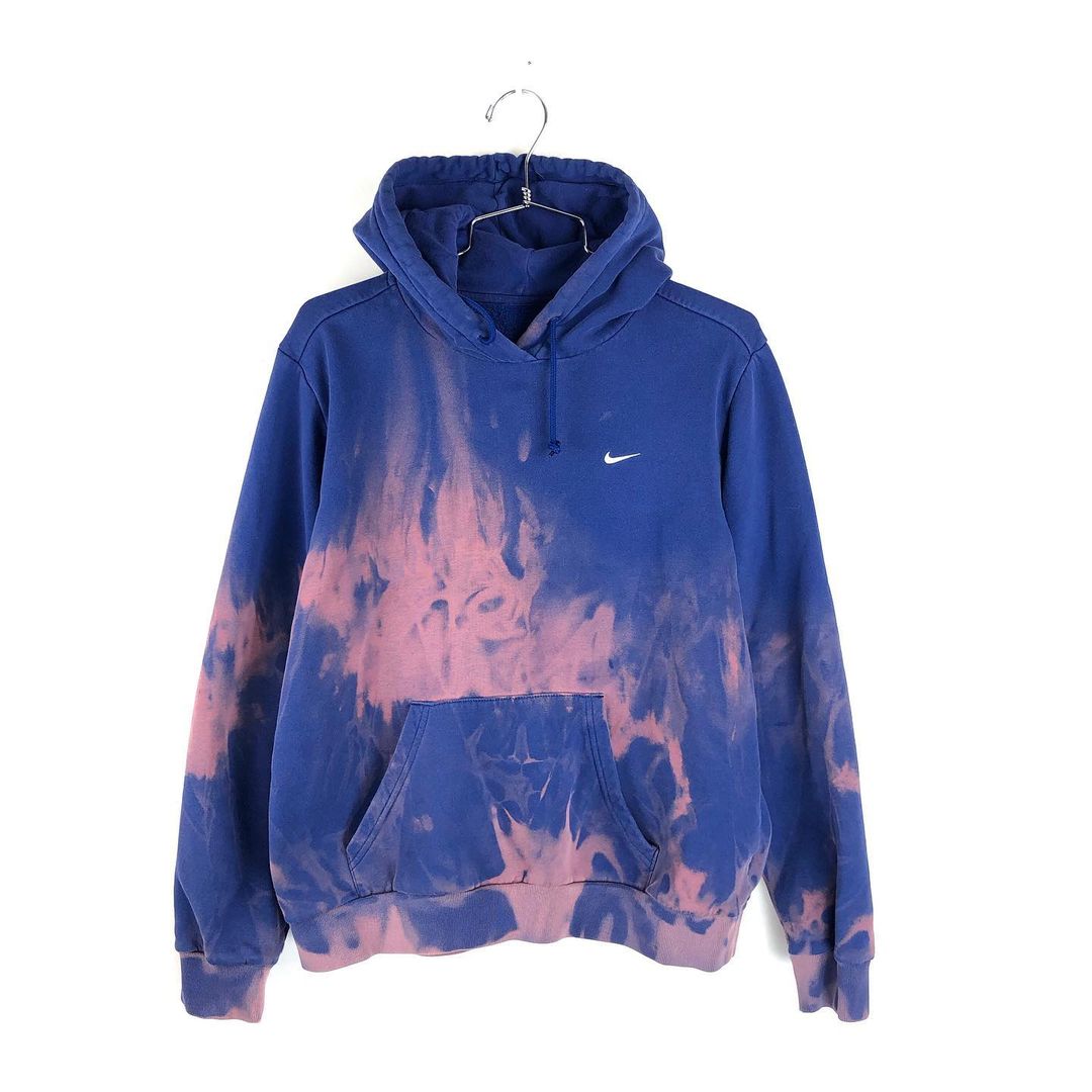 Reworked Nike Bleach Hoodie Blue