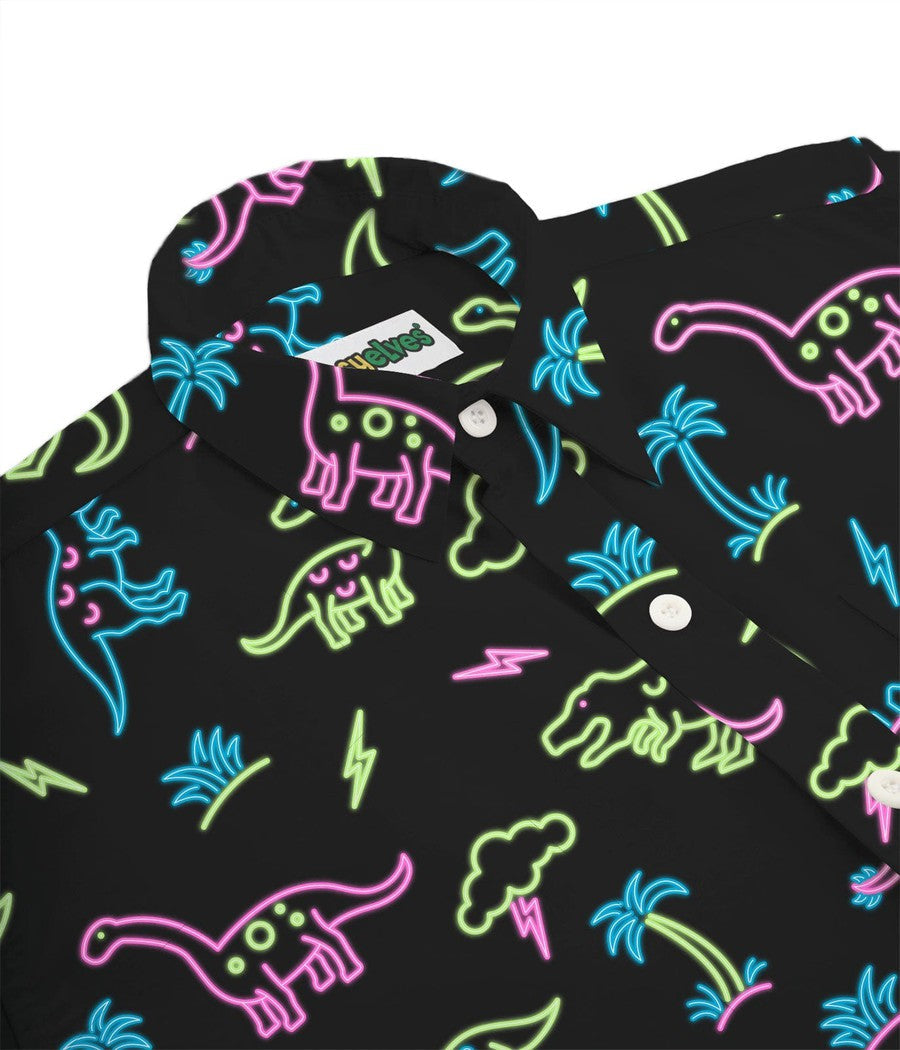 Men's Neon Dinosaur Hawaiian Shirt