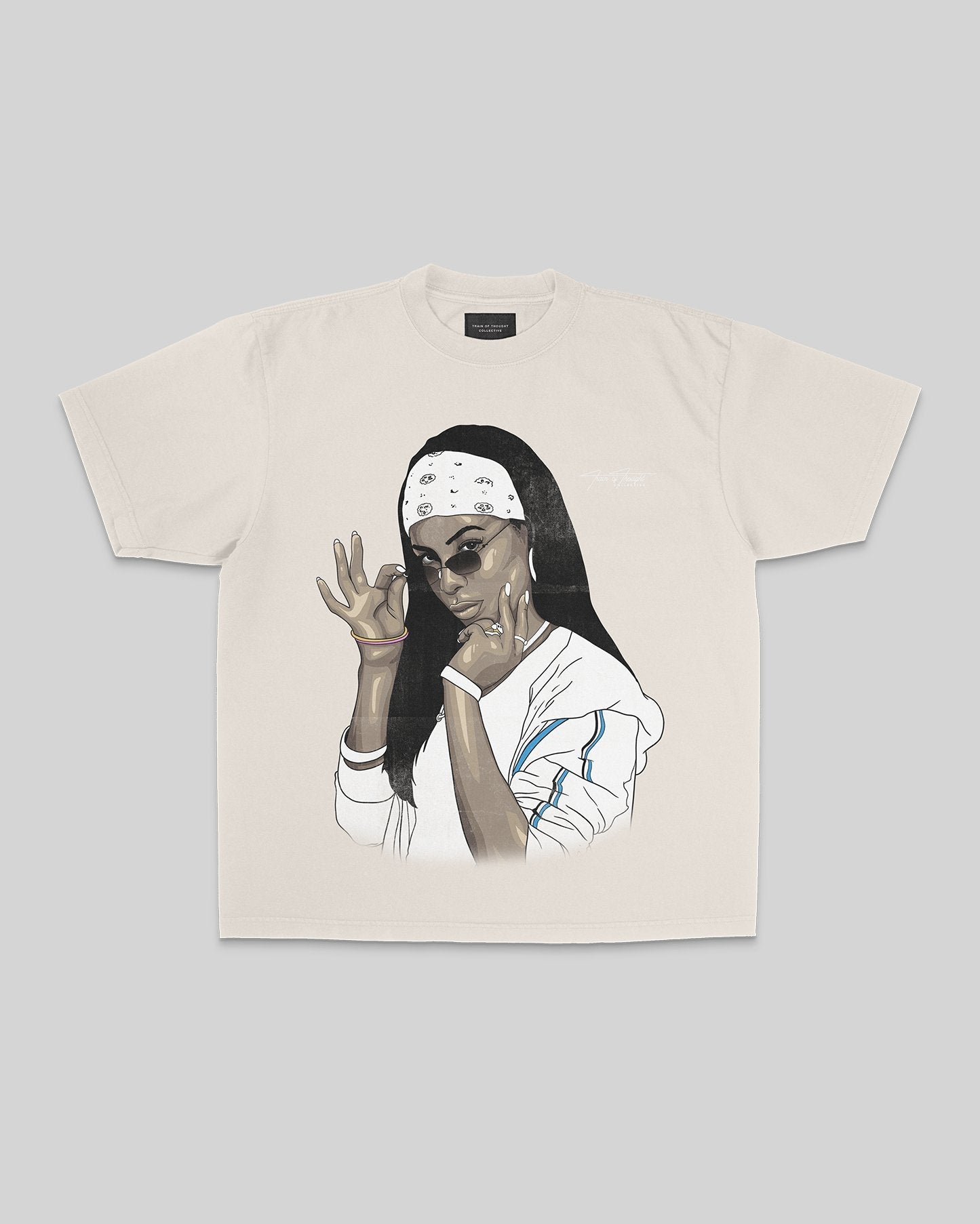 Aaliyah Big Face Oversized Cream Tee