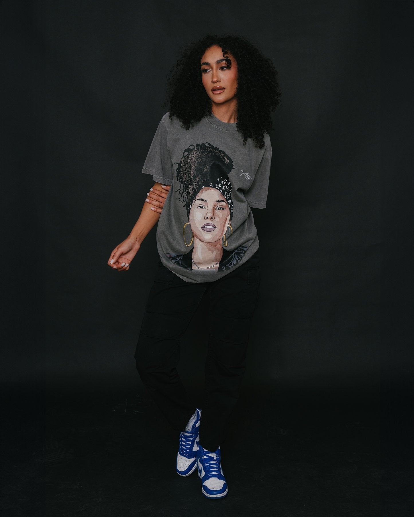 Alicia keys Big Face Oversized Cement Tee