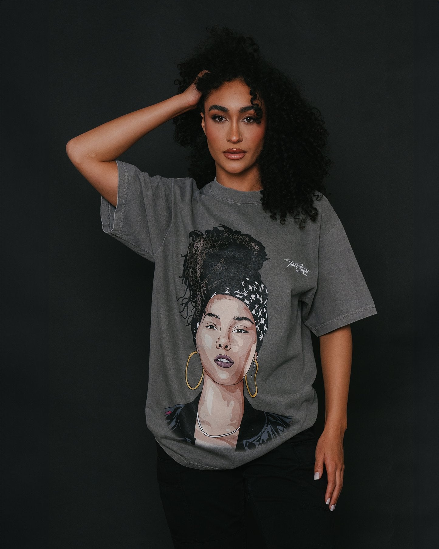 Alicia keys Big Face Oversized Cement Tee