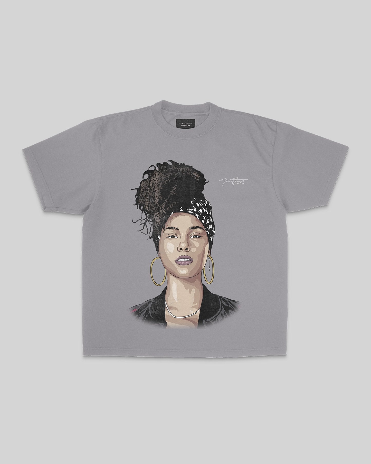 Alicia keys Big Face Oversized Cement Tee