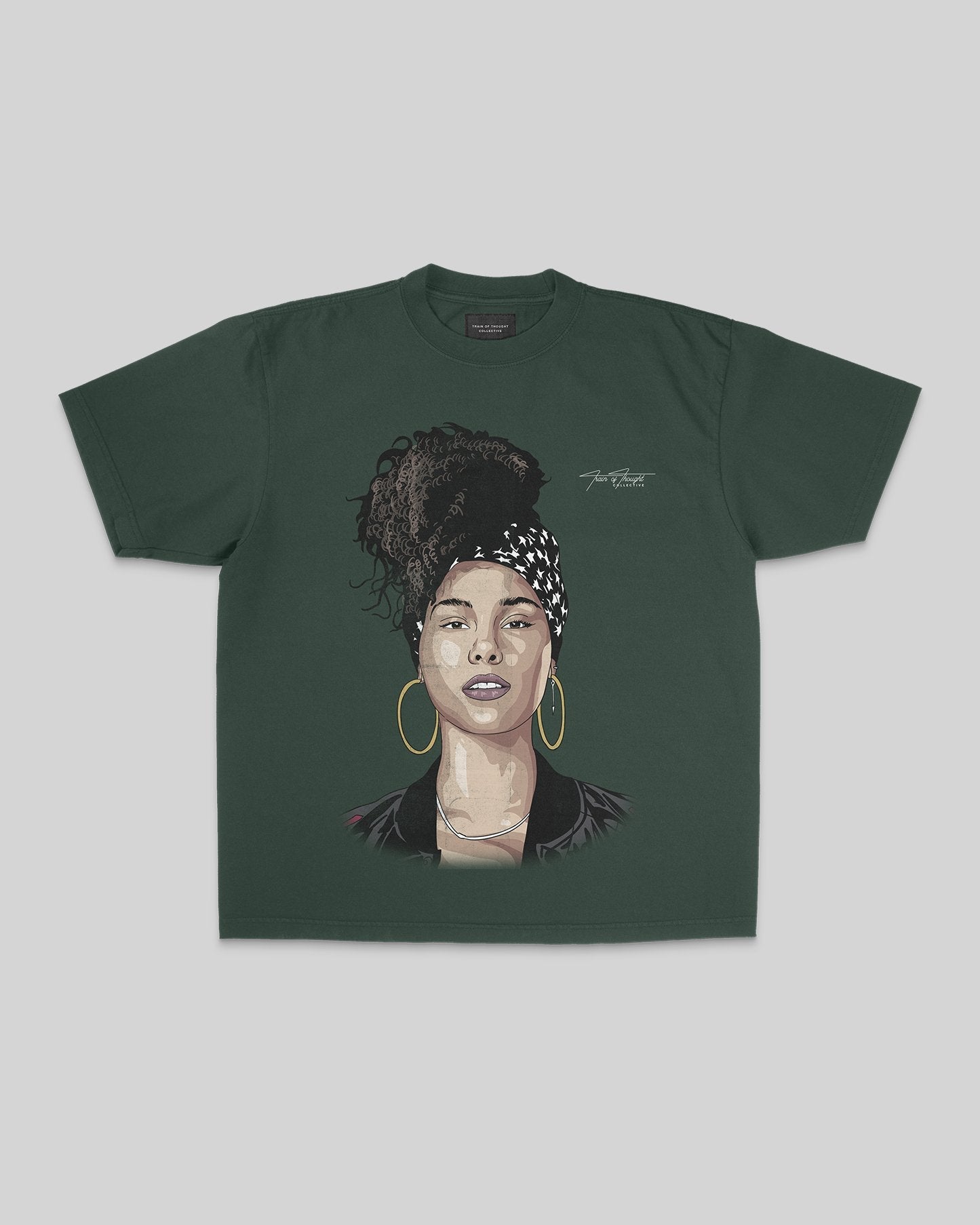 Alicia keys Big Face Oversized Green Tee