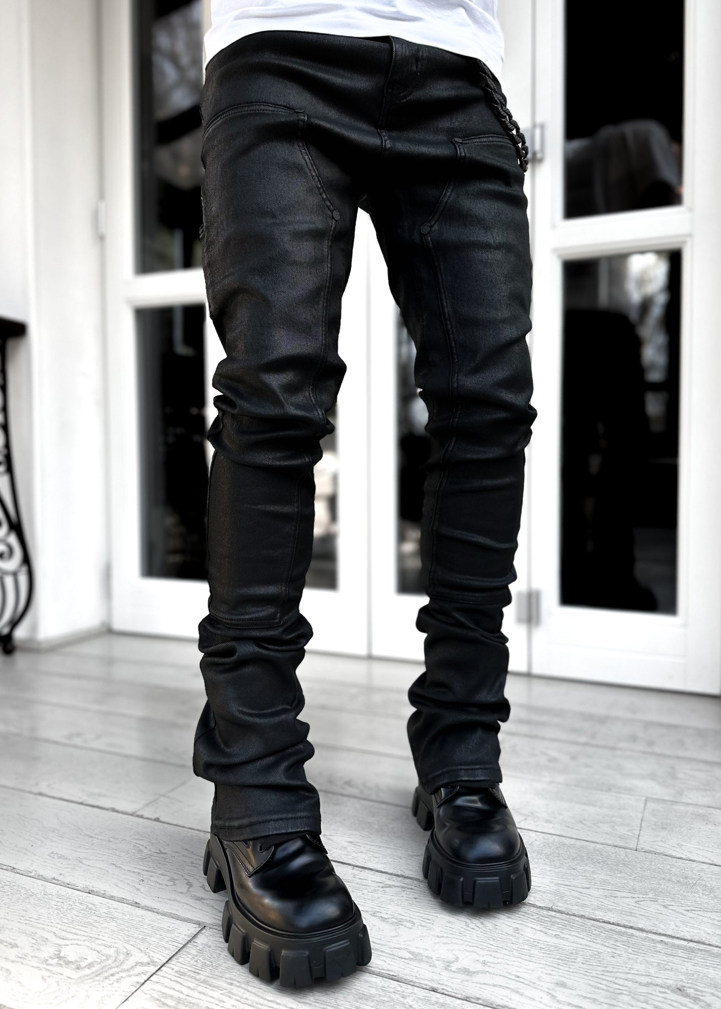 All Black Carpenter Waxed Denim