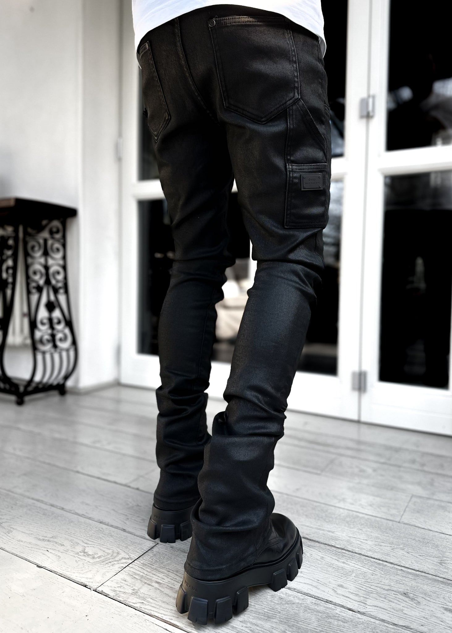 All Black Carpenter Waxed Denim