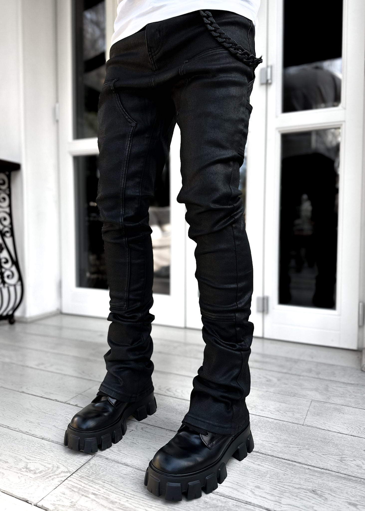 All Black Carpenter Waxed Denim