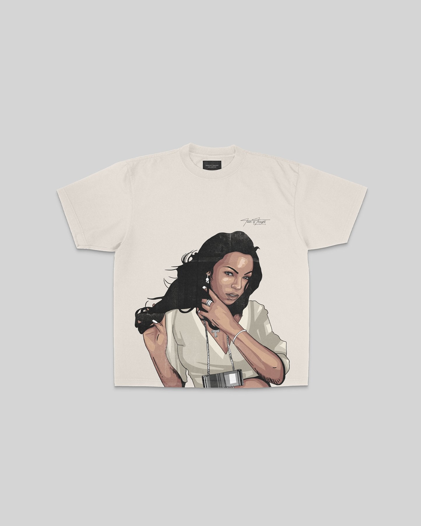 Ashanti Big Face Oversized Cream Tee