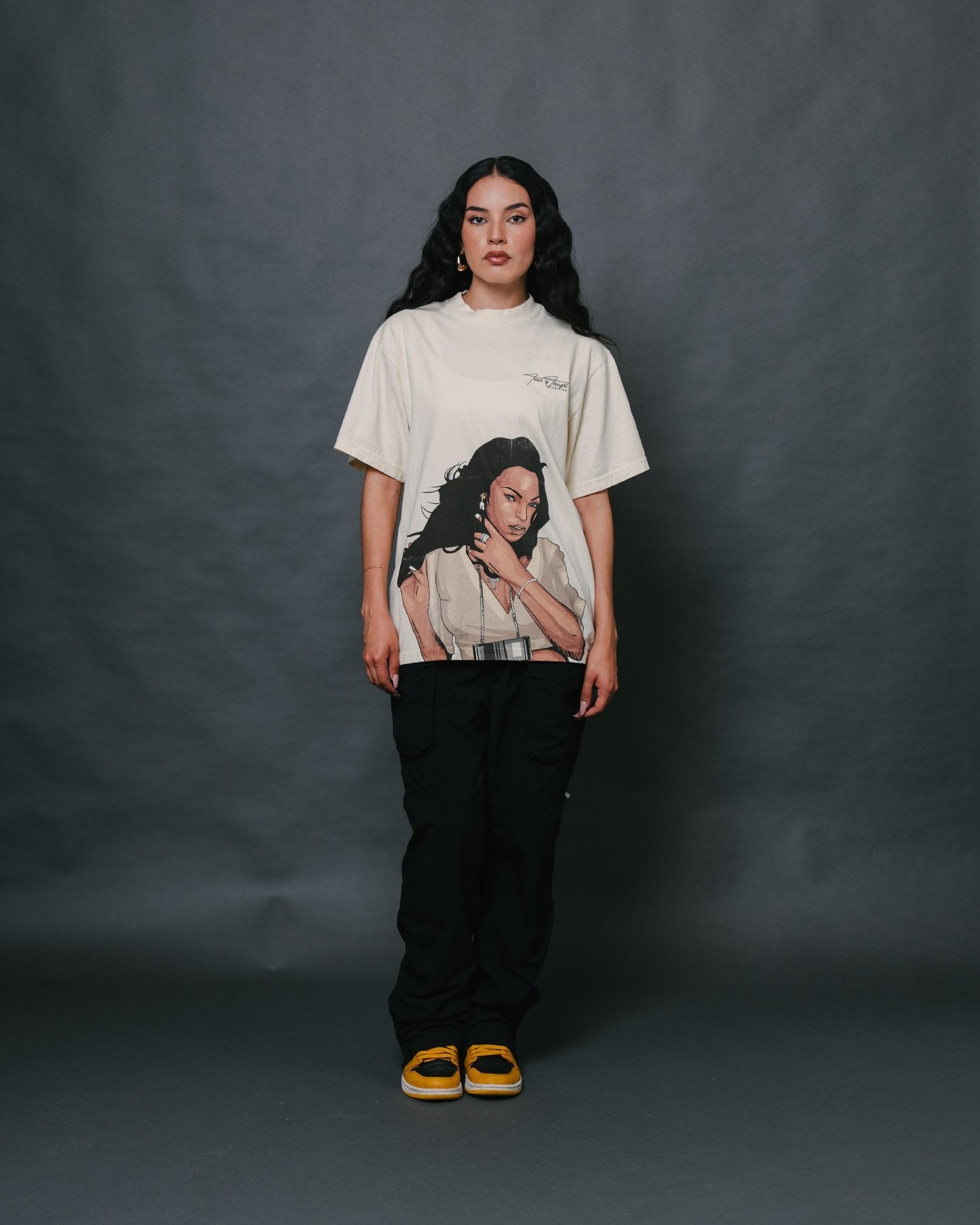 Ashanti Big Face Oversized Cream Tee