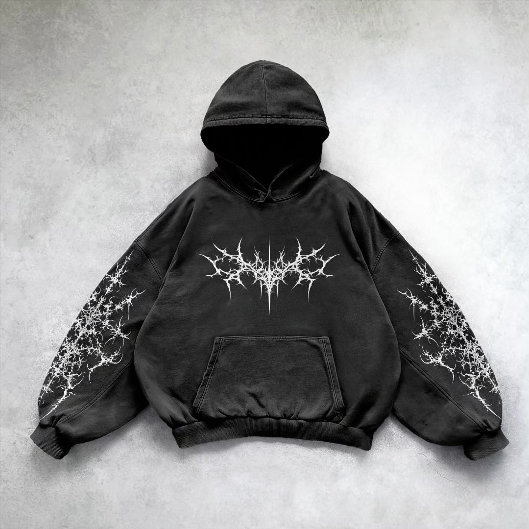 Vintage Gothic Print Hoodie