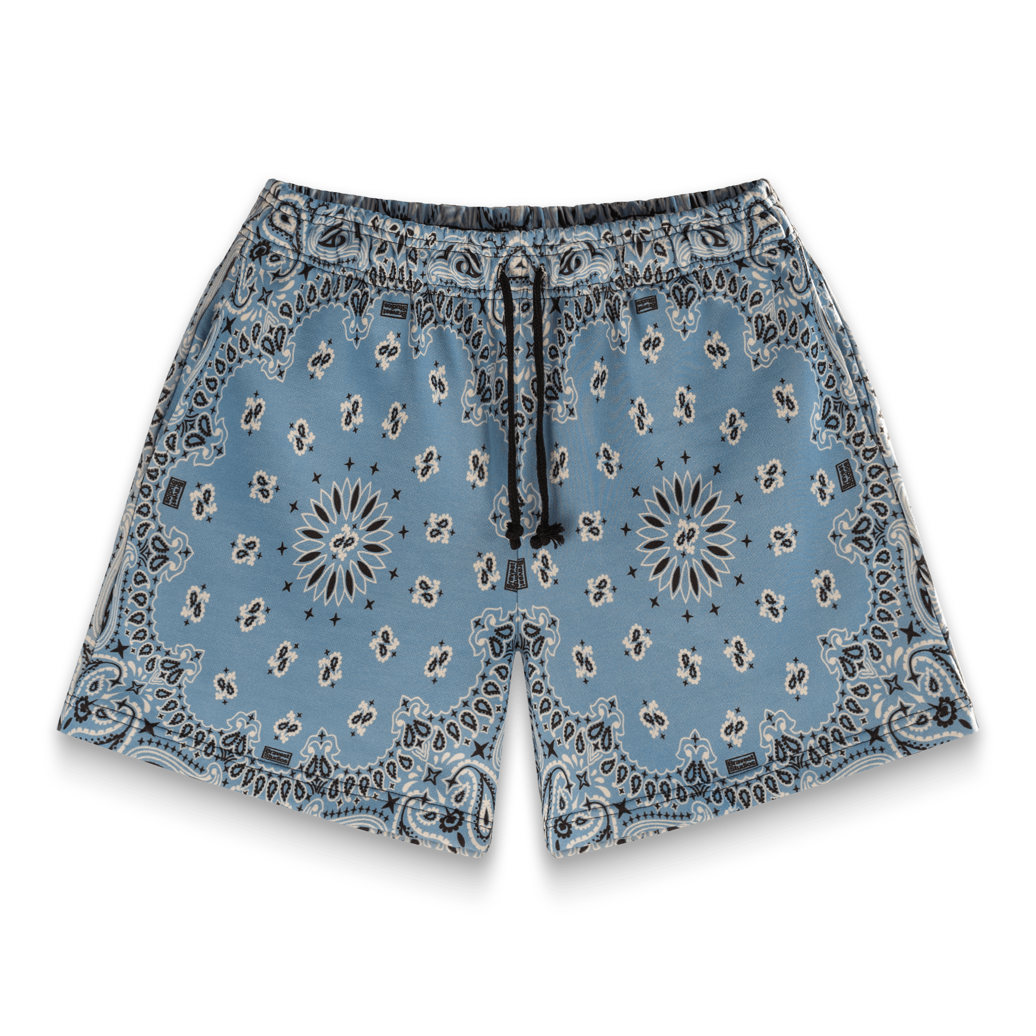 Baby Blue Paisley Terry Sweatshorts - BYNXBaby Blue Paisley Terry Sweatshorts