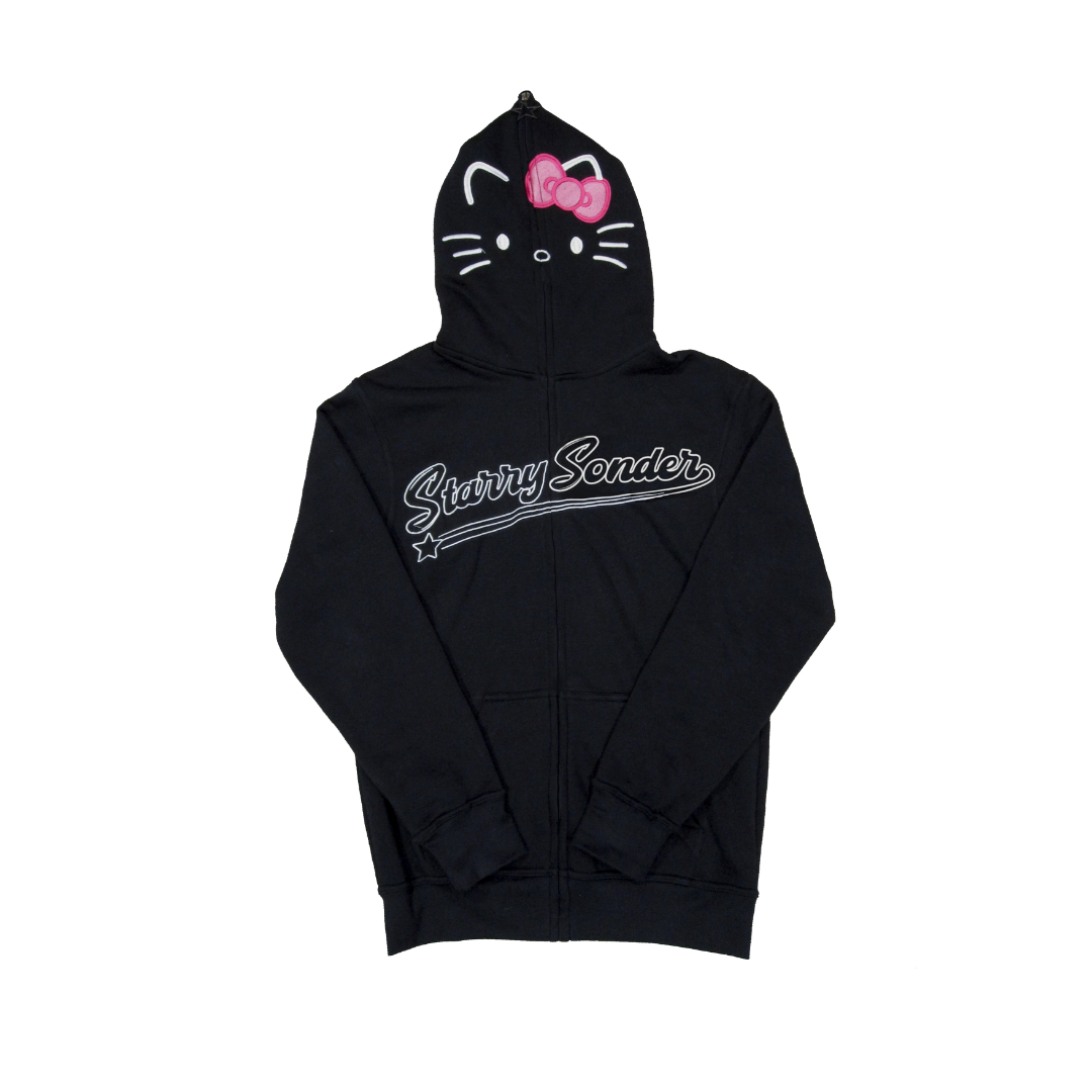 Kitty Full-Zip Hoodie in Black