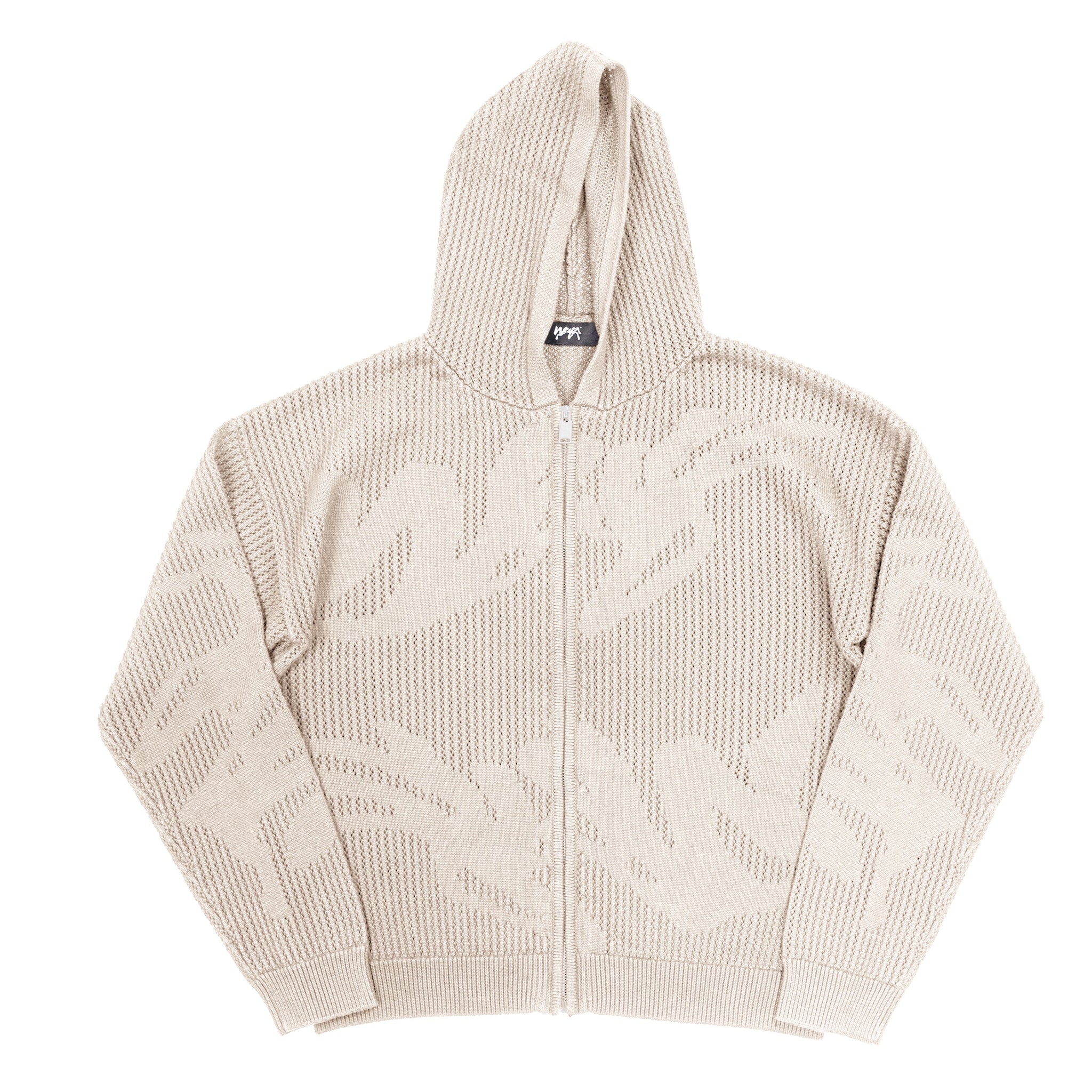 Crochet "WEYZ" Zip Hoodie - Beige