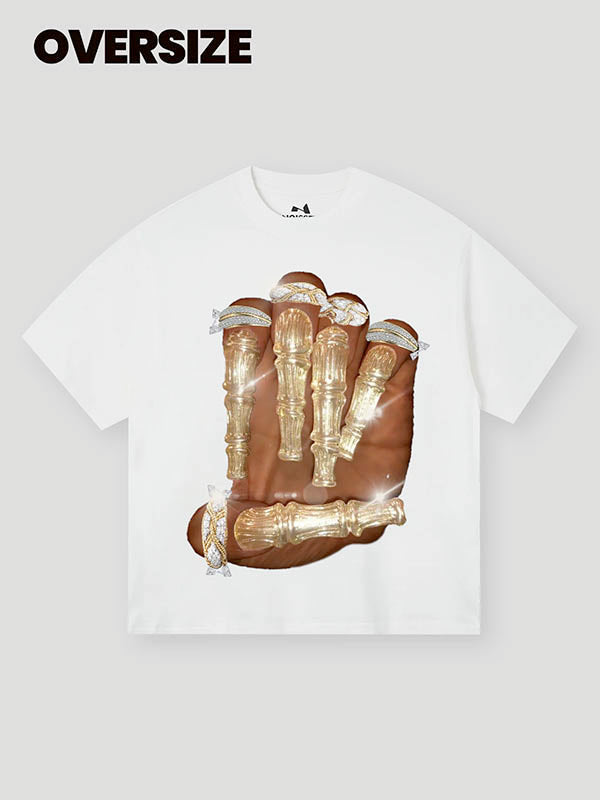 Golden Bone Nail Print T-shirt