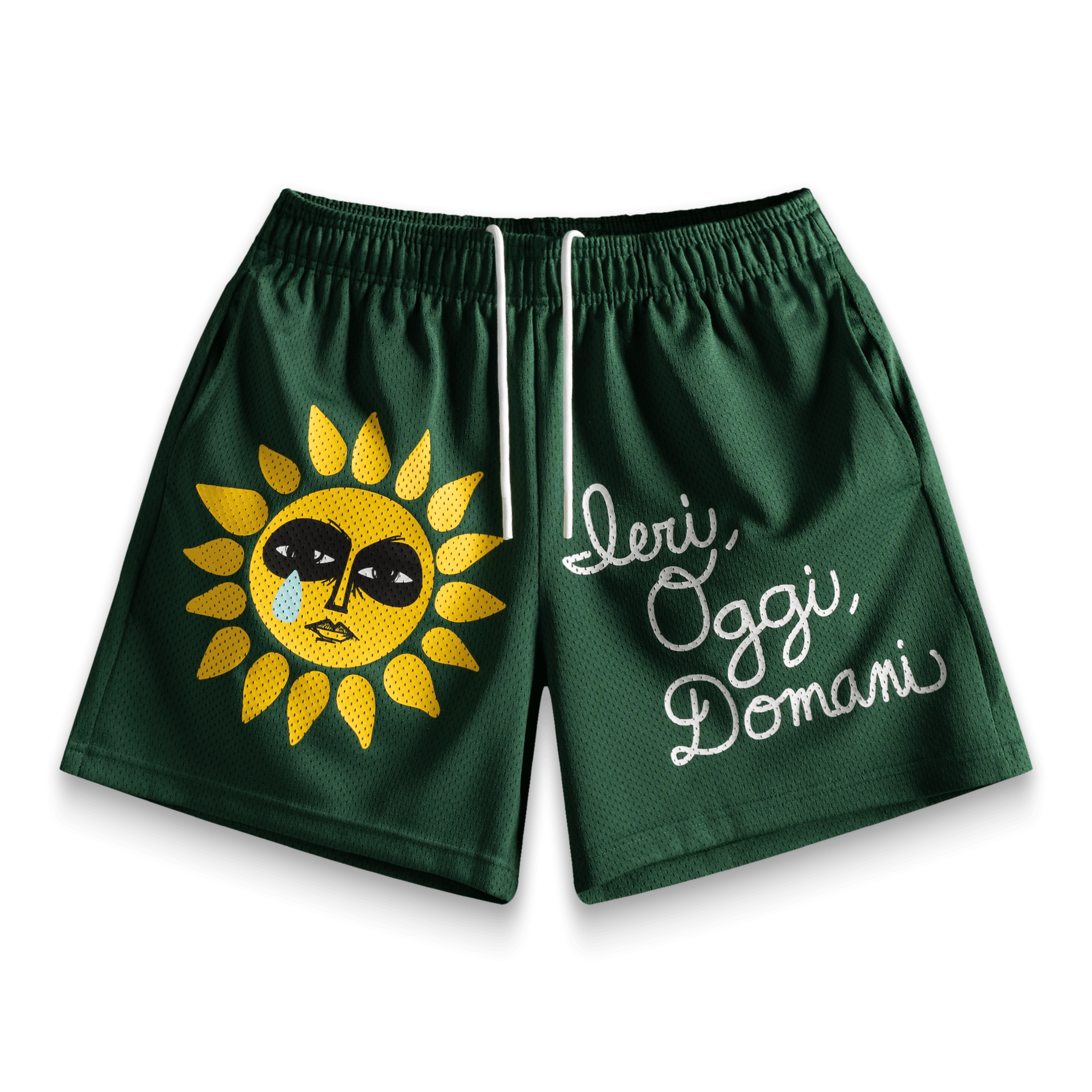 Green Sunflower Shorts - BYNXGreen Sunflower Shorts