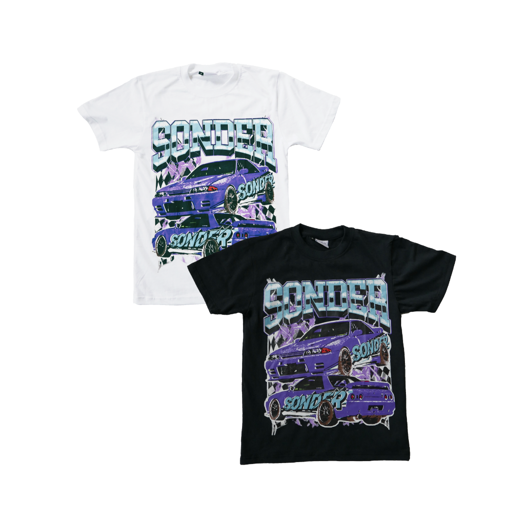 JDM Car Tee in Blue and Purple