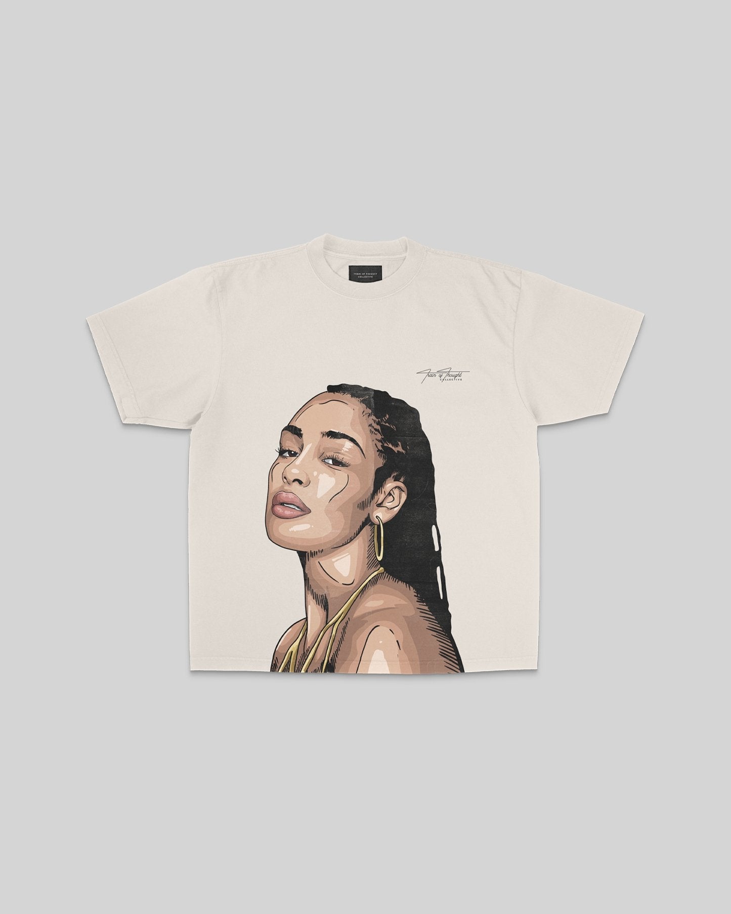 Jorja Big Face Oversized Cream Tee