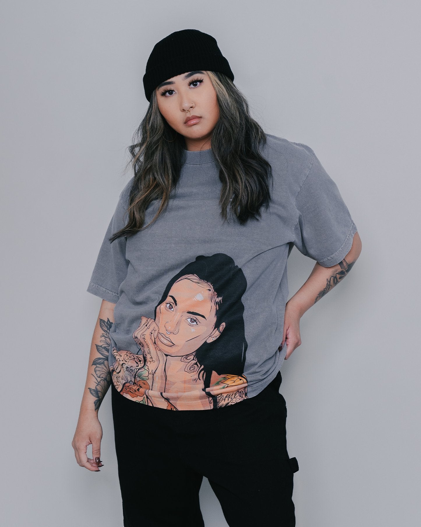 Kehlani Big Face Oversized Cement Tee