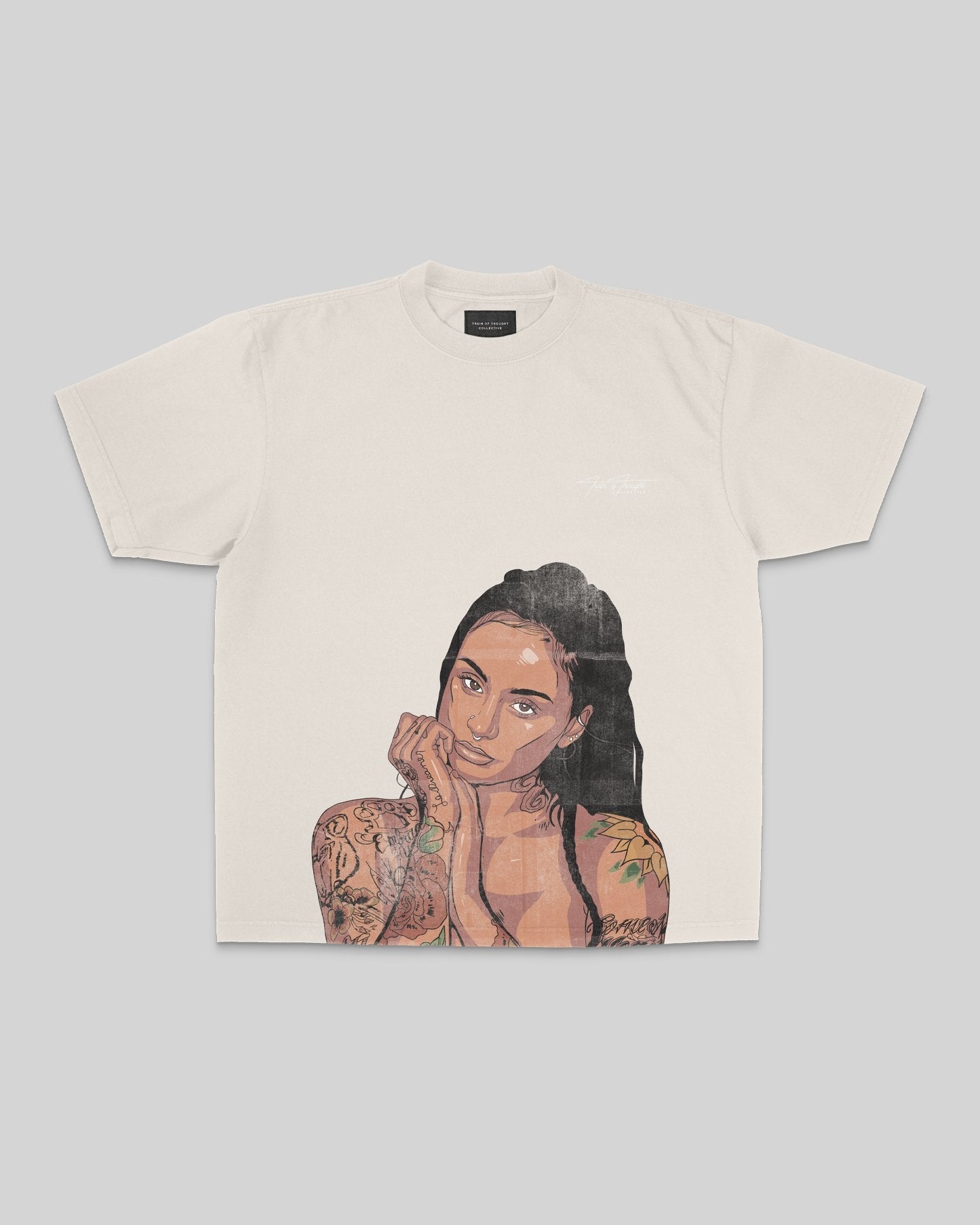 Kehlani Big Face Oversized Cream Tee