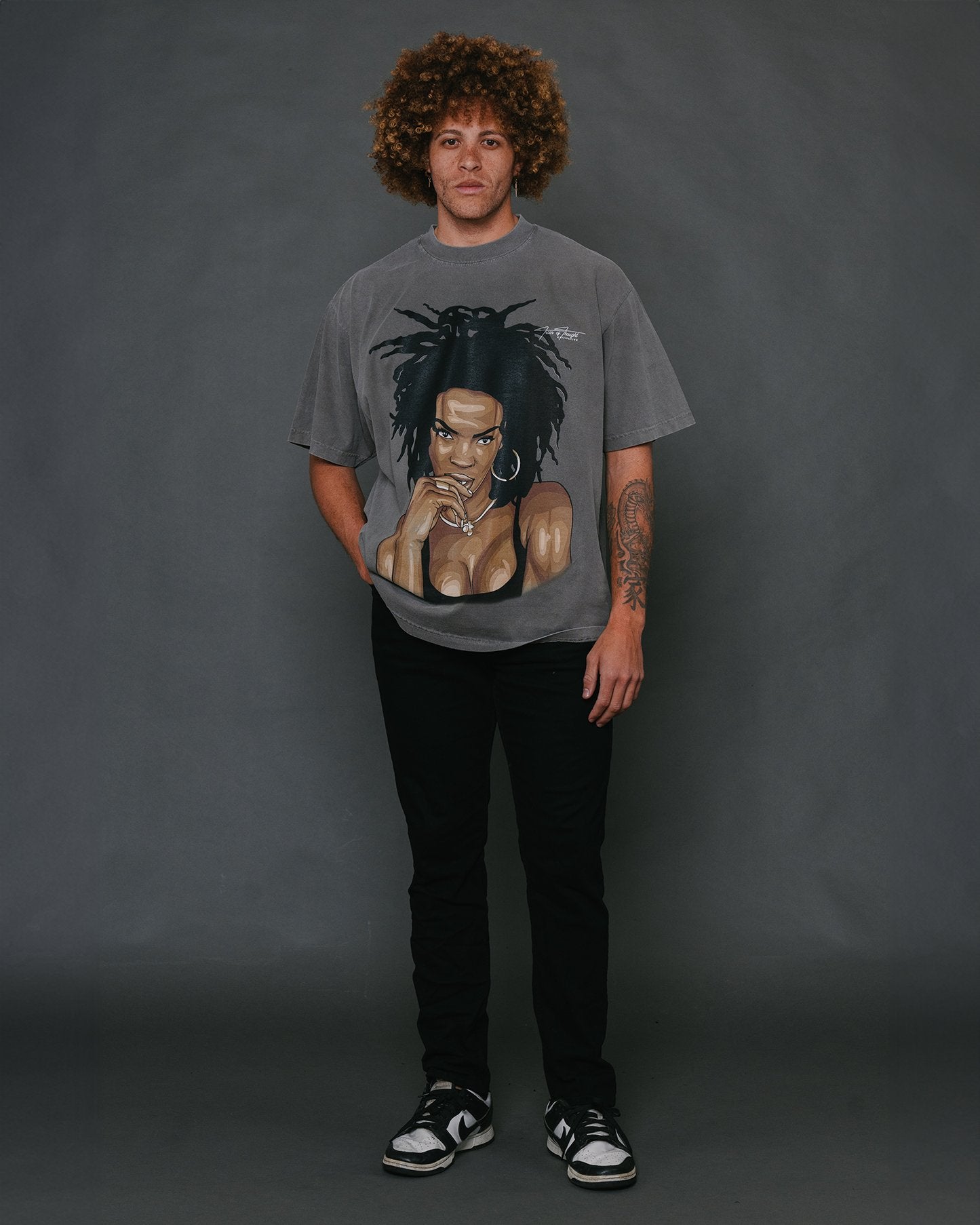 Lauryn Big Face Oversized Cement Tee