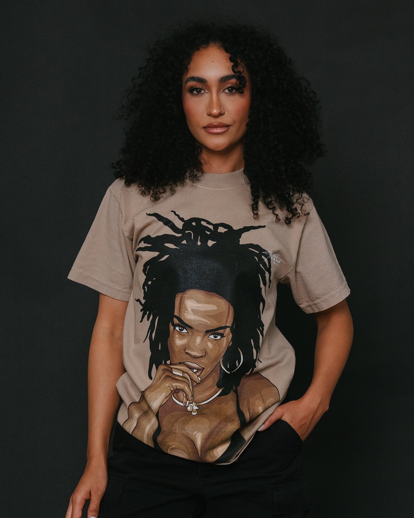 Lauryn Big Face Oversized Oatmeal Tee