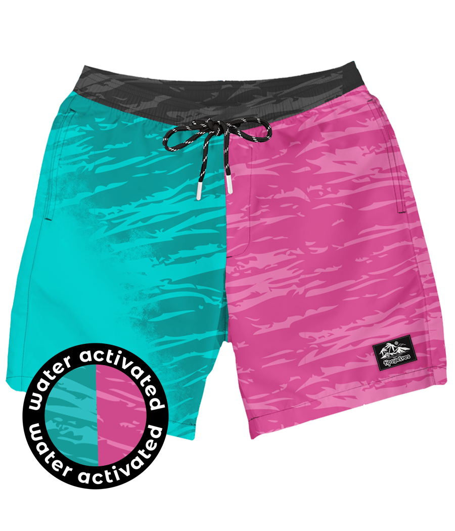 Pink and Teal Color Changing Swim Trunks